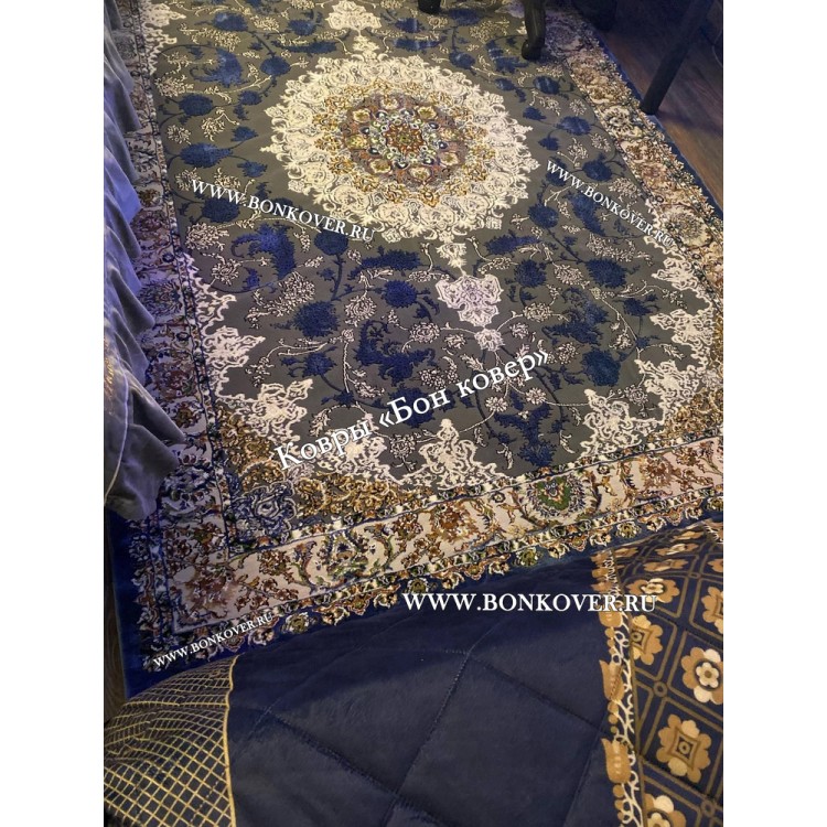 Турецкий Ковер Для Медальон Дизайн 30573 Синий