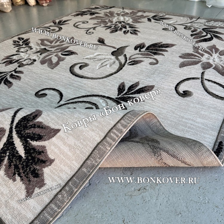 Ковер Лайт Карпет New 2 Дизайн 10 Серый с сиреневым прямоугольный